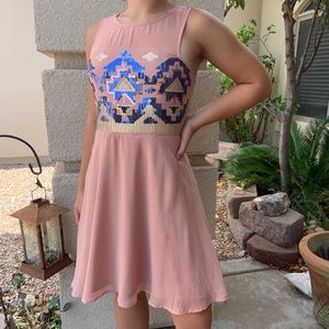 Pink dress with Southwestern sequin design